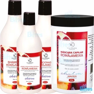 Kit Capilar Romã e Ameixa Via Charm Cosméticos Tratamento Intensivo