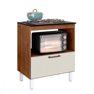Balcão para Cooktop 4 Bocas com 1 Porta Master Off White Zanzini