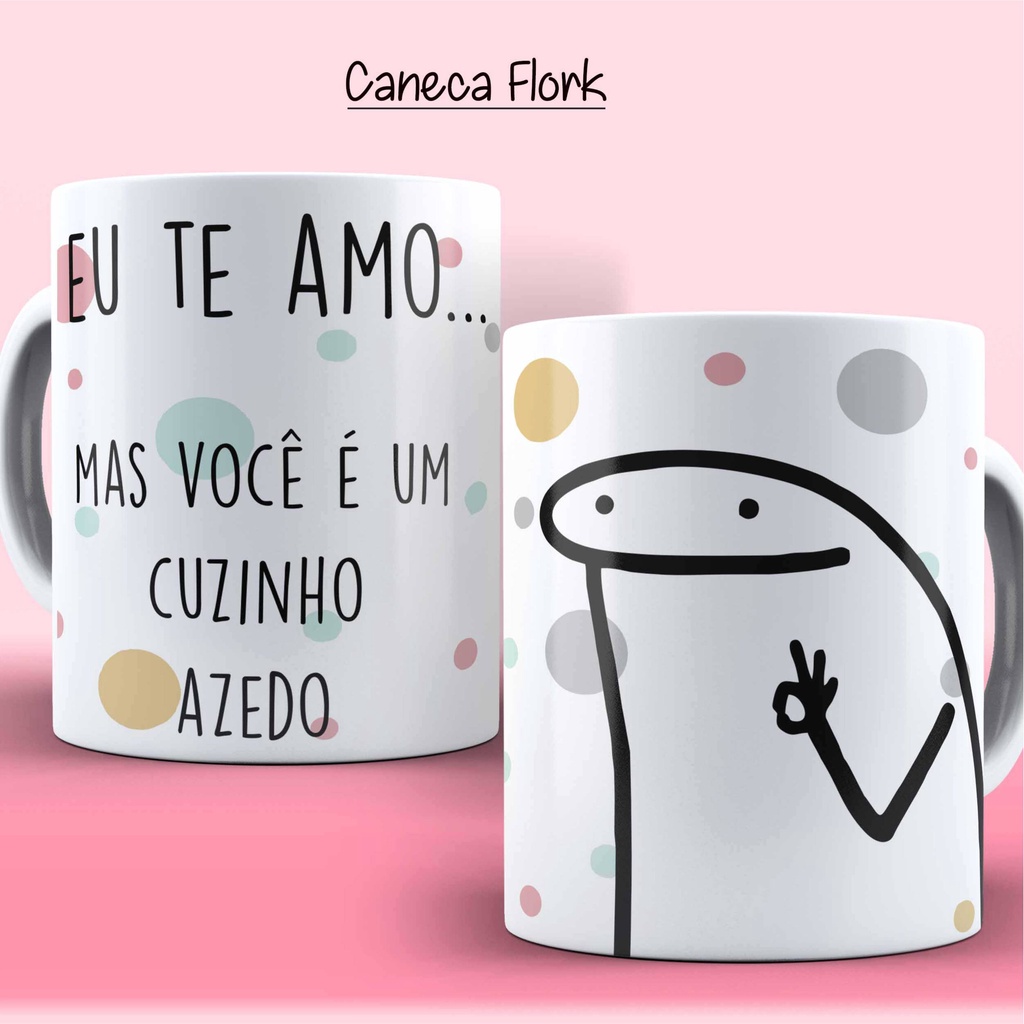 Caneca meme boneco palito flork te amo do tamanho do seu estresse