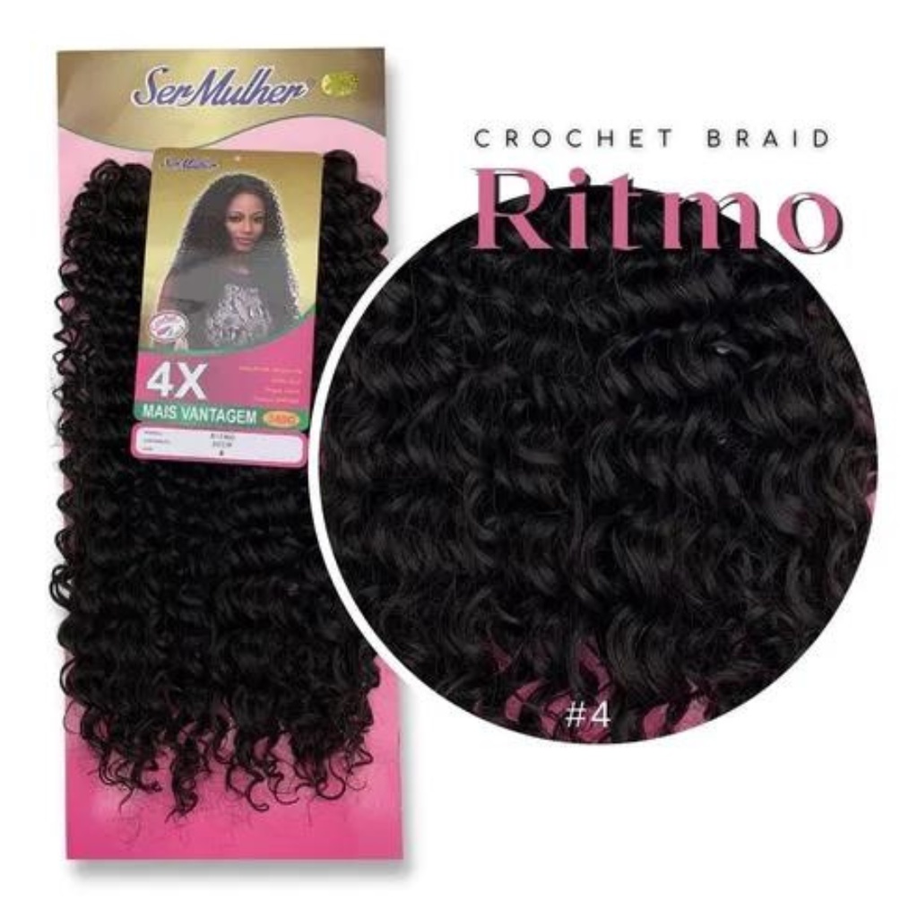 Cabelo Orgânico Cacheado Ritmo Crochet Braid Ser Mulher 50cm 340g