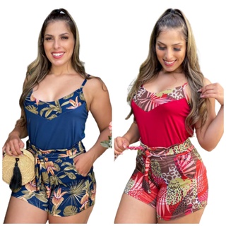Conjunto Feminino Blusa + Short Estampado G GG até 54 Lançamento. Barato!