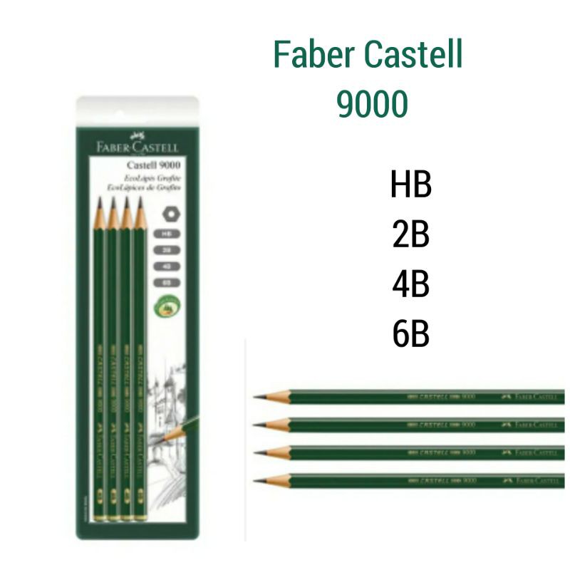 Faber-Castell Bleistift CASTELL® 9000 - 4B, dunkelgrün, 3,49