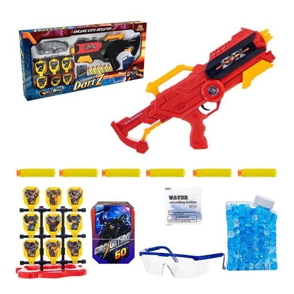 Pistola Super Shot Dual Fight Lança Dardos +bola De Gel Nerf