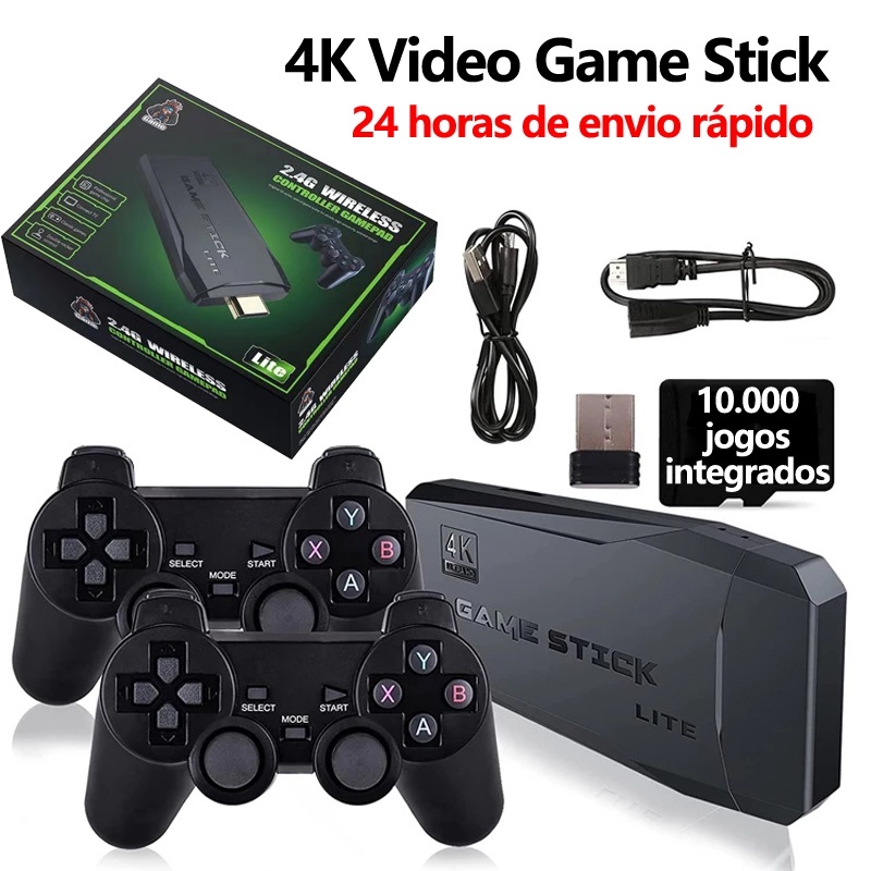 10000/3500 Jogos 4K HDMI Game Stick Sem Fio Dupla Console/Único Jogo De  Vídeo Box Retro Compatível Com Ps1/Cps/Fc/Gb/10 + Emuladors M8 Gamepad