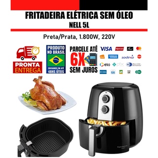 Fritadeira Elétrica sem Óleo Air Fryer Grand Família 5L Nell - Preto