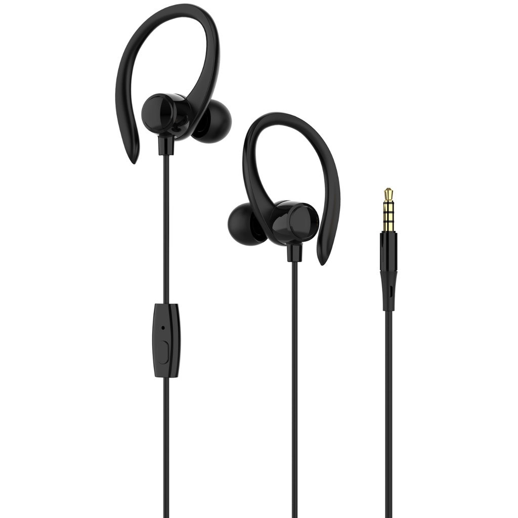 fone de ouvido com fio altomex esportivo para corrida bike academia c/ suporte de orelha confortavel som 8d rotativo 360° otimo para jogos celular