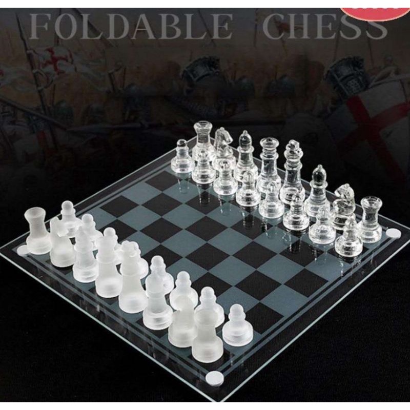 Luxuoso jogo de xadrez em cristal Baccarat - Vidrado