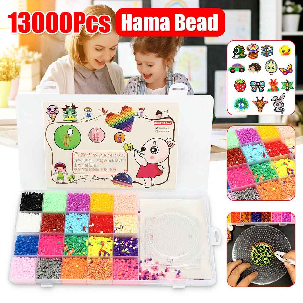 13000Pcs 2.6mm Perler Hama Beads Refill Pack 3 Pegboards Stater