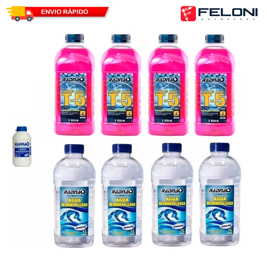 Combo Aditivo Limpa Radiador Água Desmineralizada Radnaq