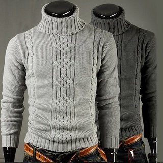 Suéter Grosso Pulôver Masculino Suéter De Frio Quente De Gola Alta De Tricô Slim