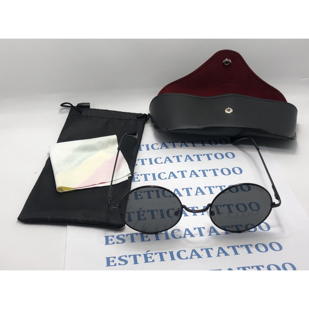 Kit completo Óculos Redondo Underground Ozzy Osbourne lentes pretas