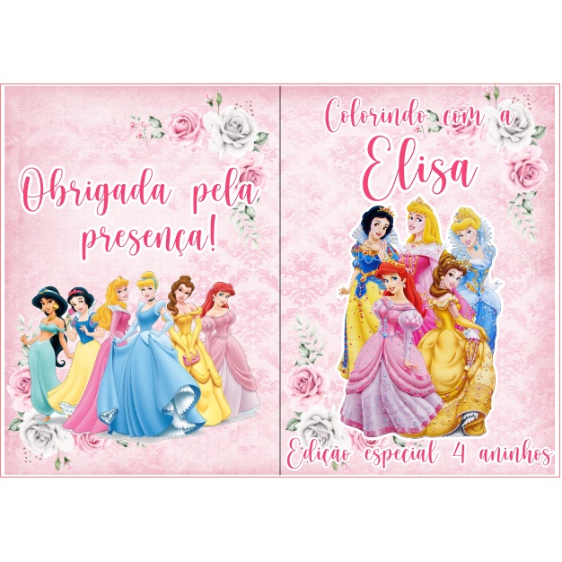 Livro Grande Para Colorir Princesas Disney Infantil Menina