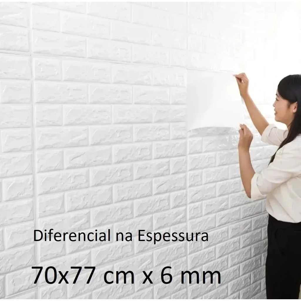 Painel Placa 3d Tijolo Branco Espuma Adesiva 70 X 77 Parede | Shopee Brasil