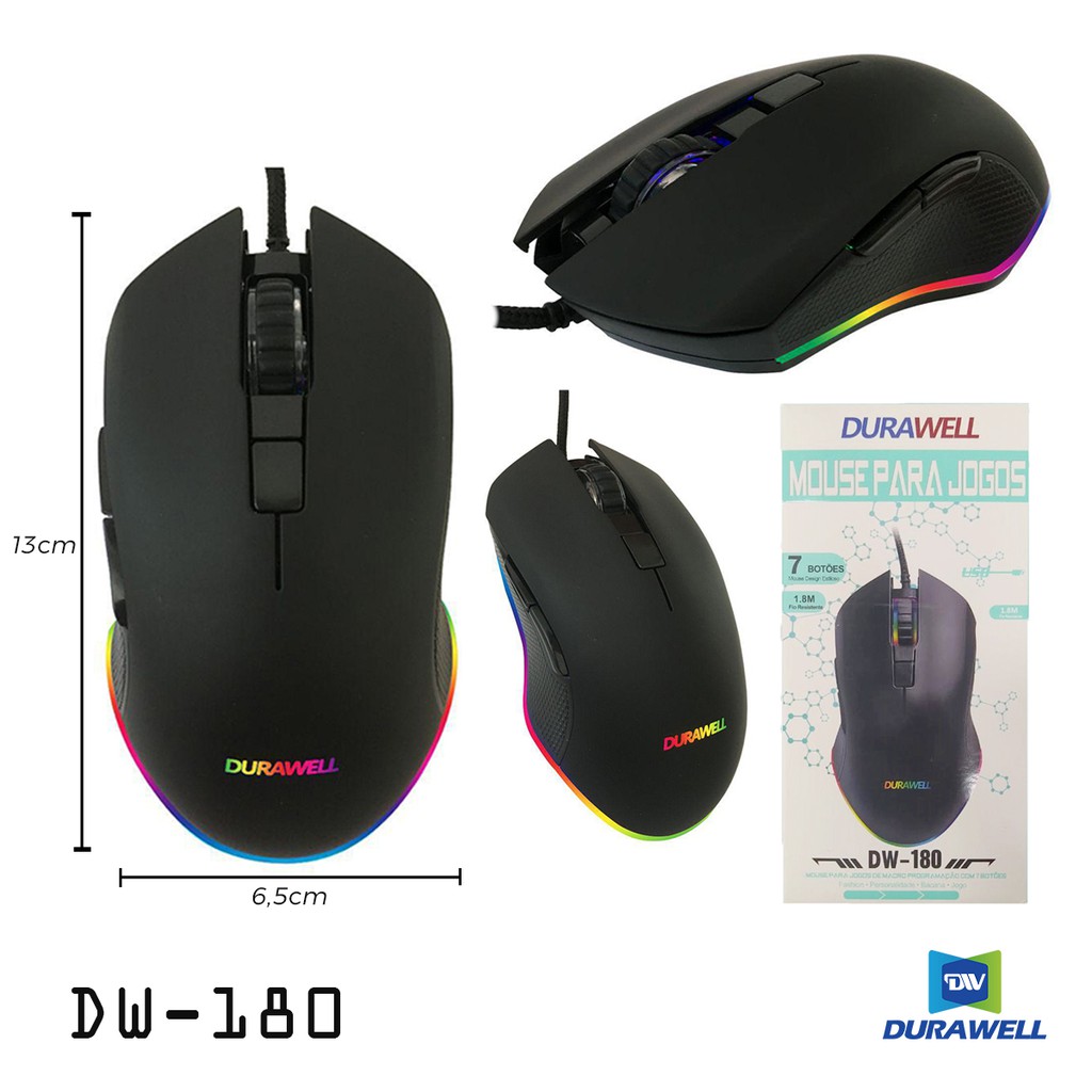 Mouse Ergonômico Gamer Durawell Dw-180 7 Botões | Shopee Brasil