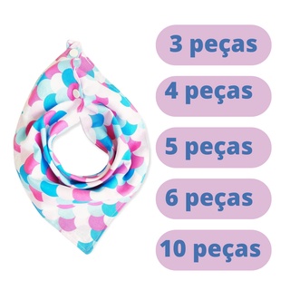 Kit Babador Bandana Dupla Camada Sortido De Tecido Com Regulagem