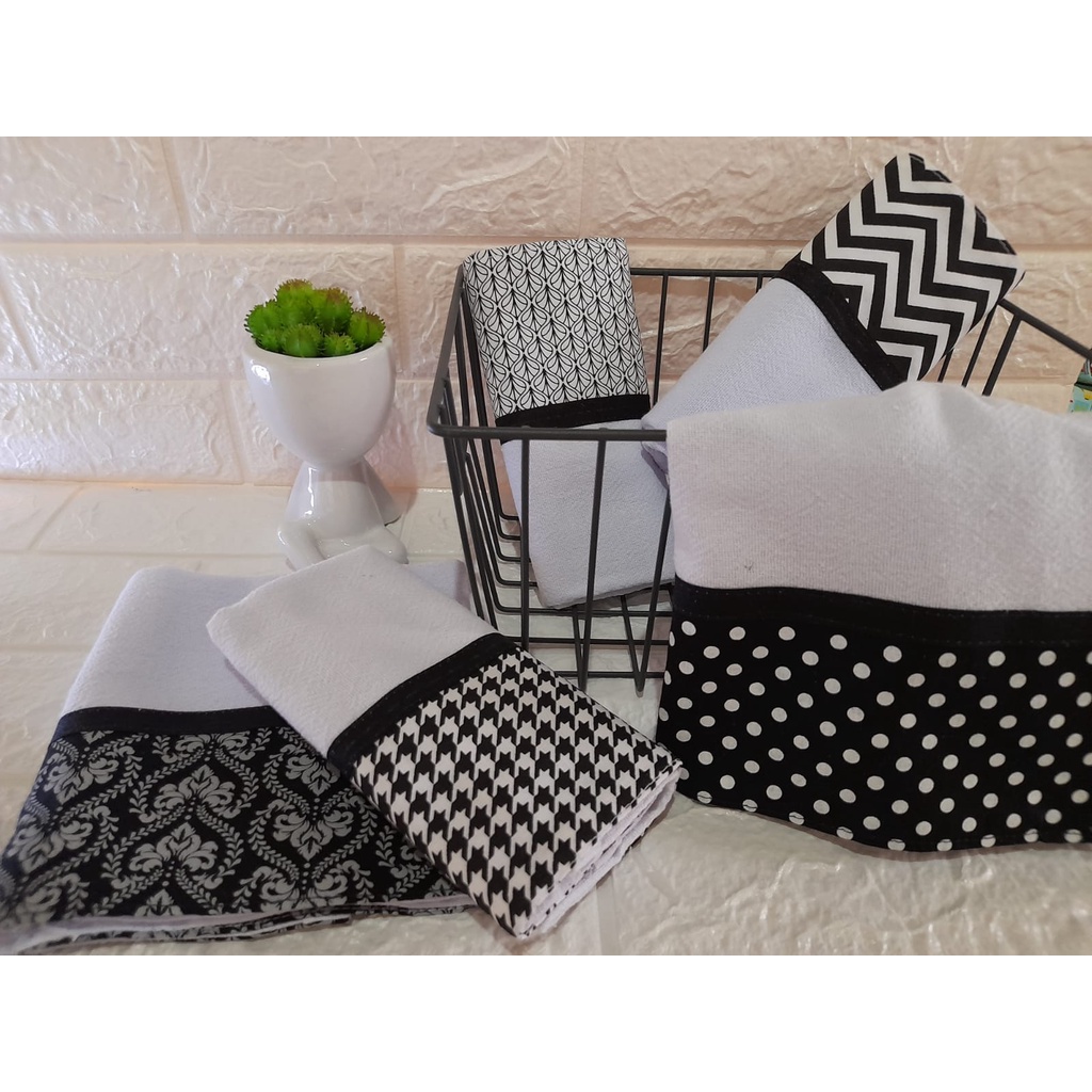 Pano de prato minimalista kit 10 unidades preto e branco. | Shopee Brasil