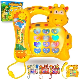 Telefone Infantil Musical Animal Som Luz Brinquedo Educativo
