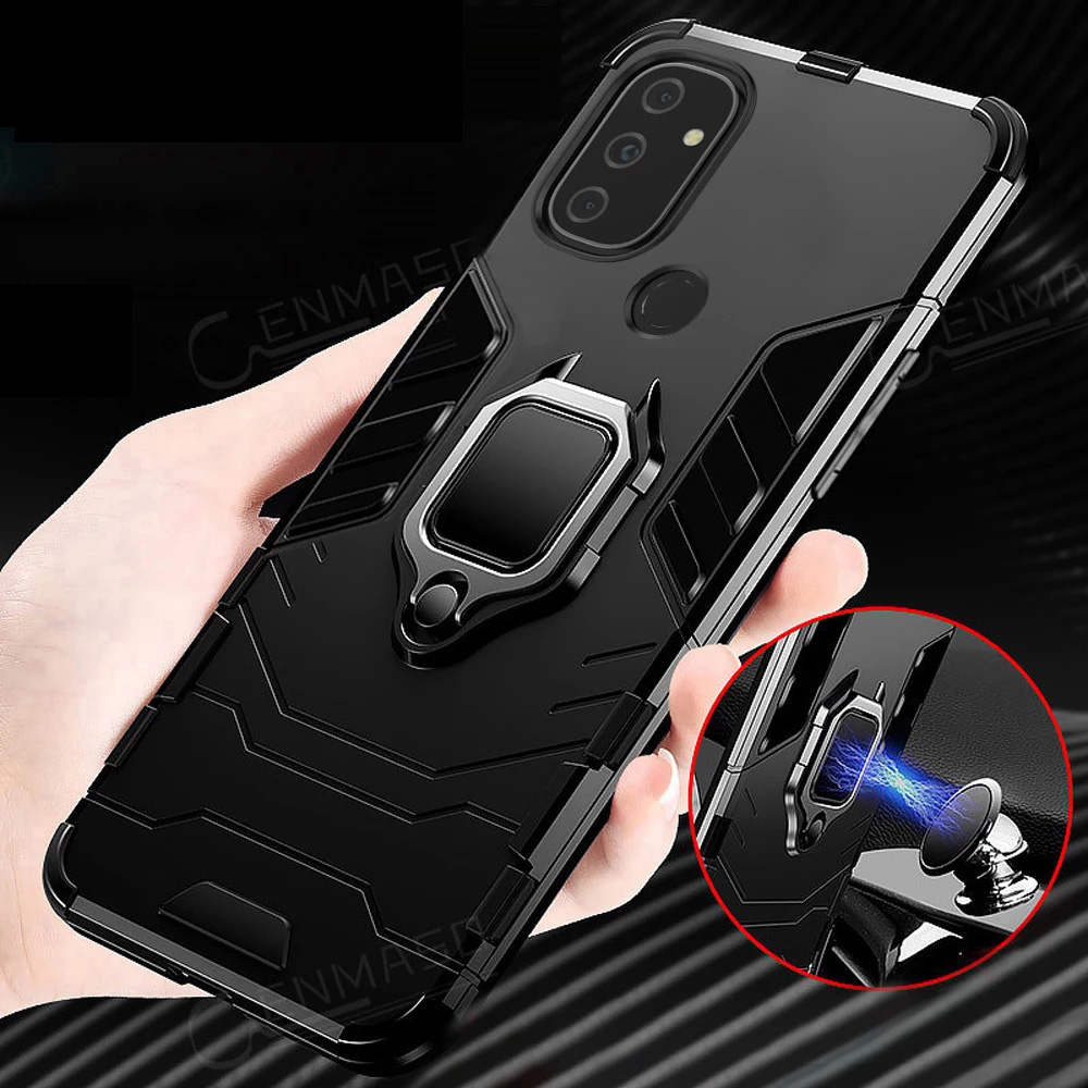 Full Body Kickstand Case For OnePlus Nord N10 5G & N100 - With Tempered Glass Screen Protector (NageBee Brand)