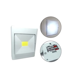 Kit 4 Mini Luminária Quadrada Led Forte Armário Corredor Abajur Pilha