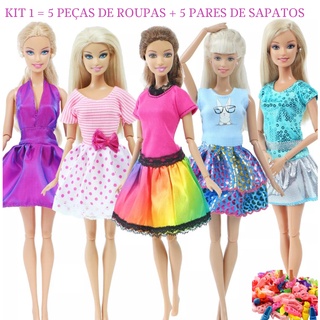 Kit 5 Roupas para Boneca Barbie
