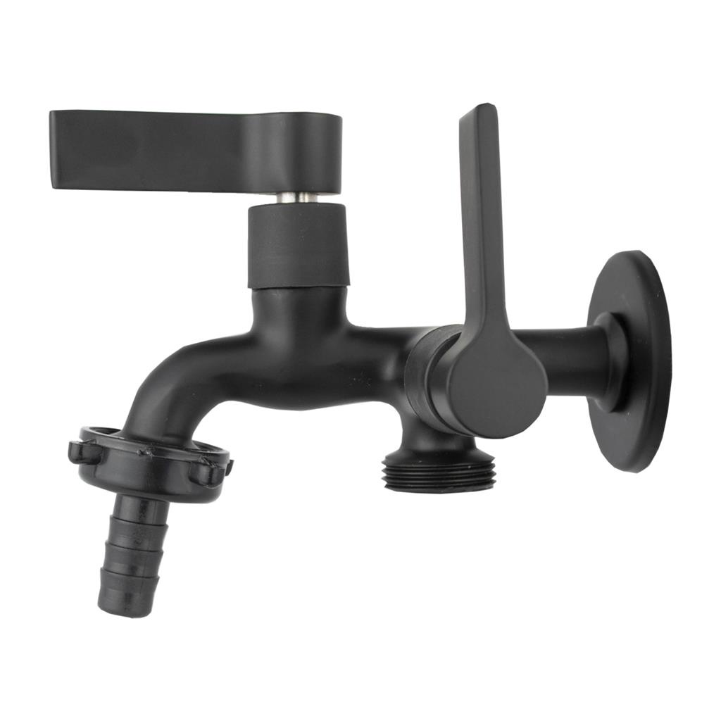Torneira P/ Maquina de Lavar Duas Saidas Preto Fosco Luxo