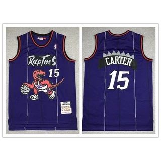 s4Fp [2 Estilos] Camisas Nba Toronto Raptors 15 # Carter Retro Roxo Branco Basquete Esportes