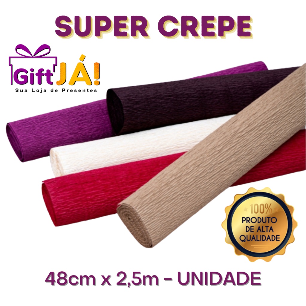 Papel Crepom Super Crepe De Alta Qualidade | 48cm x 2,5m | Shopee Brasil