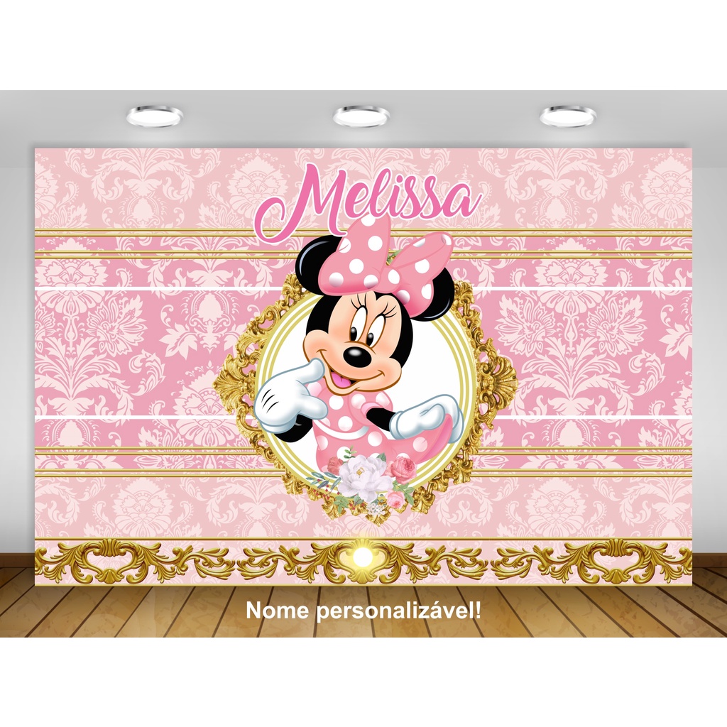 Painel de festa Minnie Rosa Decoração Mickey Disney
