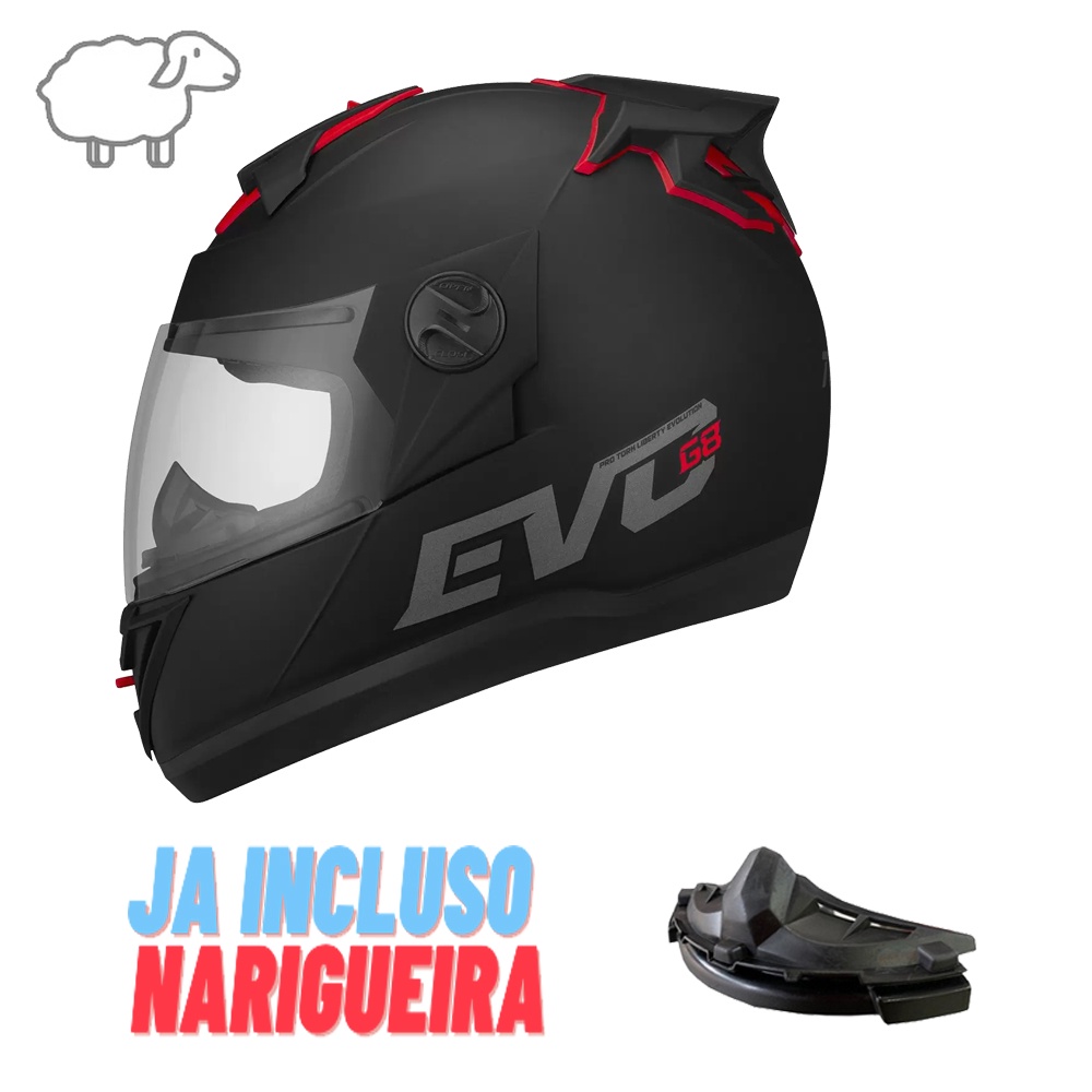 Capacete Moto Fechado Pro Tork Evolution G8 Evo 788 Masculino Feminino Motoqueiro Moto Boy Universal Lançamento Promoção Oferta Preto Fosco