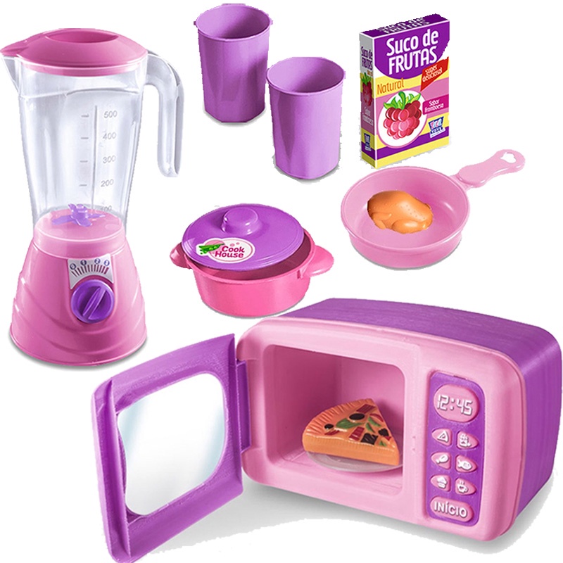 Menina Cozinha Infantil Eletro Jogo Panela Microondas 18pç - Click Compras  Na Internet®