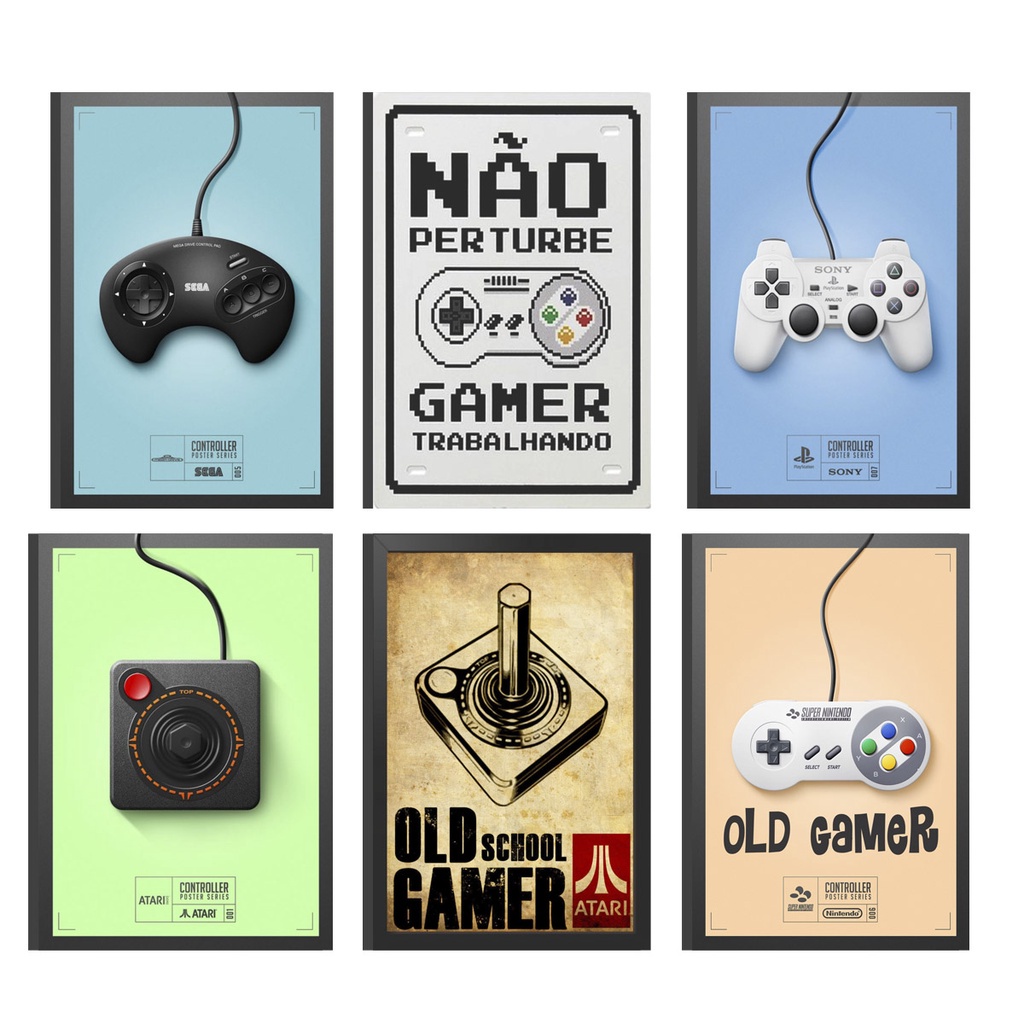10 Placas Decorativas Quadros Gamer Nerd Geek Video Games Antigos Retro  Jogos Quarto Sala Gaming