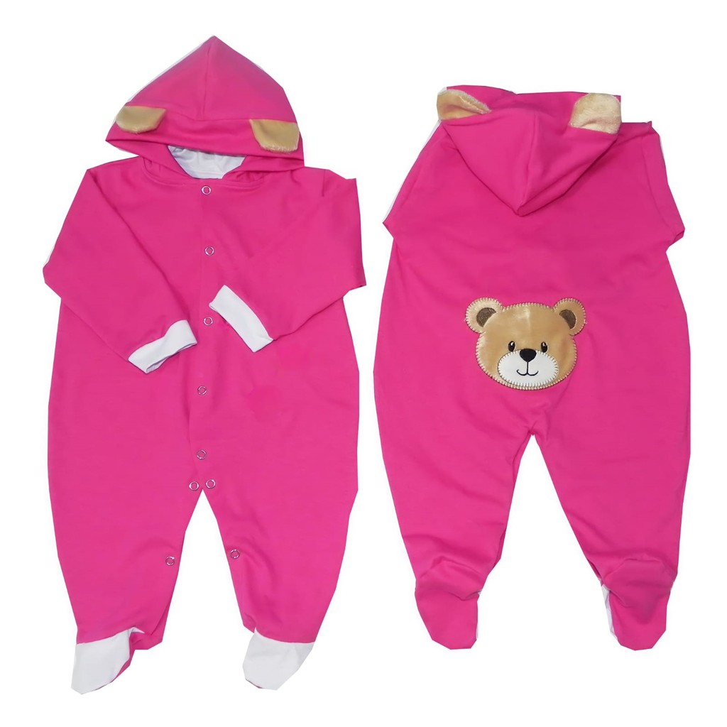 Macacão Zoo Orelhinha Bicho Na Bunda - Menino/ Menina / Rosa/Azul | Shopee  Brasil