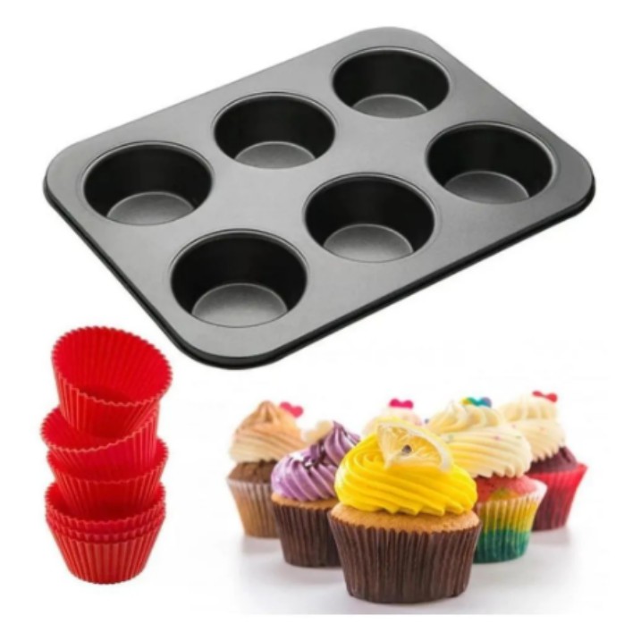 Molde silicona redondo tipo cupcake 6 cavidades