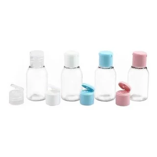 10 Mini Frascos PET 30ML Com Tampa FLIP TOP Para Álcool Gel/Shampoo/Creme e ETC