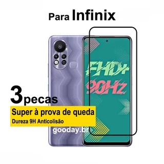 Película Celular Infinix Hot 11s Película de Vidro 9D 3 peças de Vidro Temperado Para Infinix Hot 11s NFC 12i 12 11 10 Play 10T 10i 10 Lite Infinix Note 12 G96 VIP 11s 11i 12 11 10 Pro