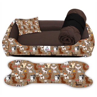Kit Cama Caminha Casinha Pet Cachorro 4 Peças Tamanho M 60x48 Com zíper Lavável