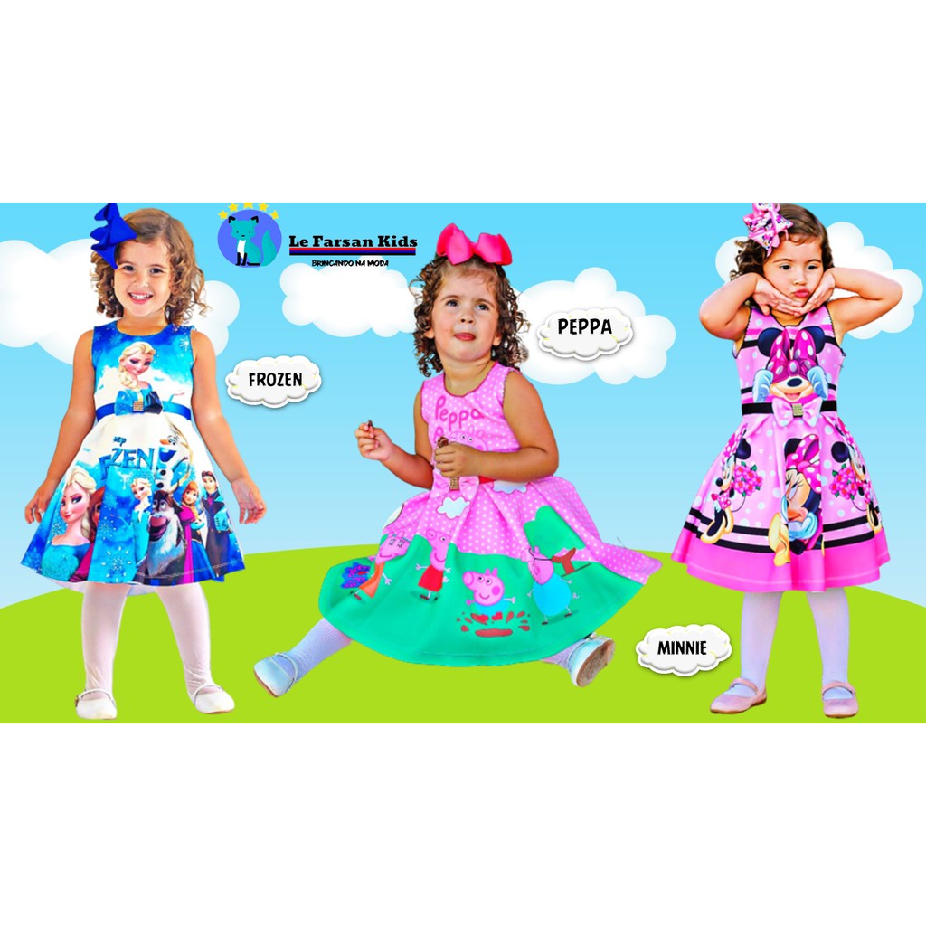 Vestido infantil hot sale tematico atacado