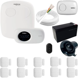 Kit Alarme Monitorado Intelbras 10 Sensores Xas 4010 Sem Fio Central Amt 2018EG