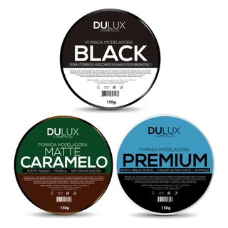 1 Cera Modeladora Premium 150g + 1 Cera Modeladora Matte Caramelo 150g + 1 Cera Modeladora Preta Black 150g Cab/barba