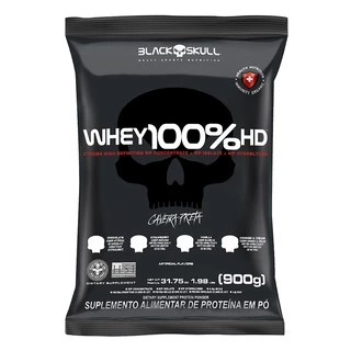WHEY 100% HD REFIL BLACK SKULL - 900G (Whey Concentrado + Isolado + Hidrolisado)