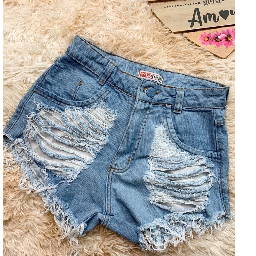 Shorts jeans feminino store rasgado