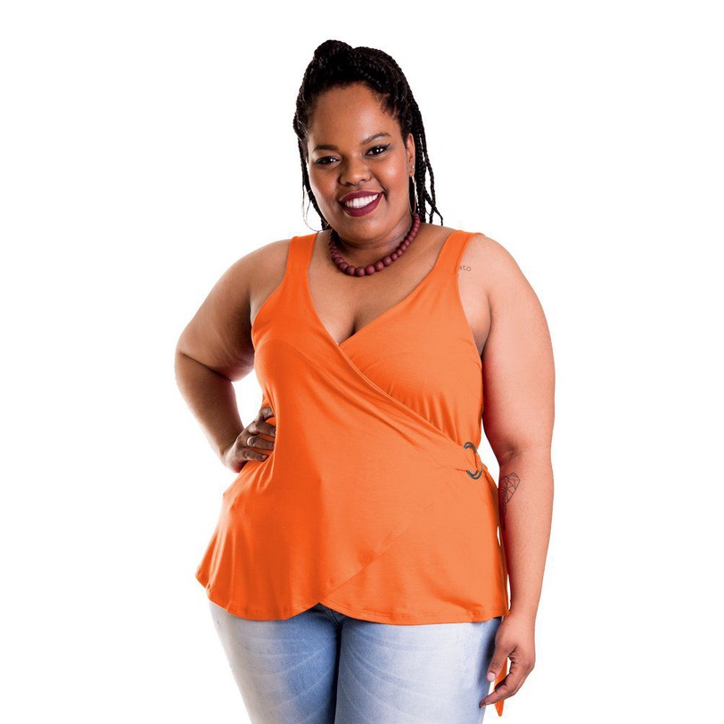 Blusa Transpassada De Amarração Com Fivela Dupla Plus Size