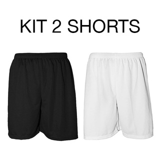 Kit 2 - Calção Shorts De Futebol em Poliéster - Liso