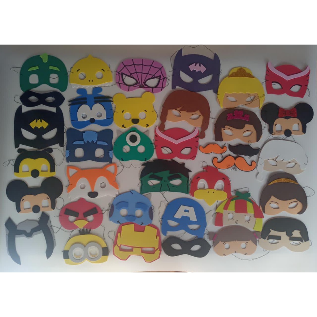 kit 35 Máscaras Festa dos Personagens em EVA para Festas e Eventos ...