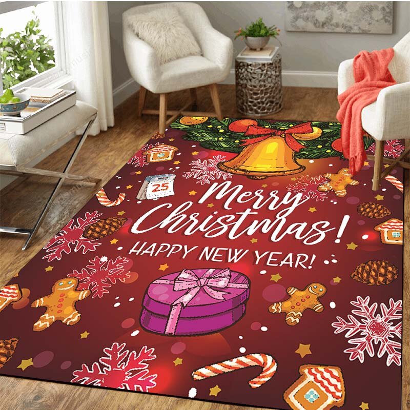 Feliz Natal Tapete 3D Sala De Estar Grande Decoração De Quarto Macio Infantil Área De Jogo Feliz Natal Tapete 3D Sala De Estar Grande Decoração De Quarto Macio Infantil Área De Jogo