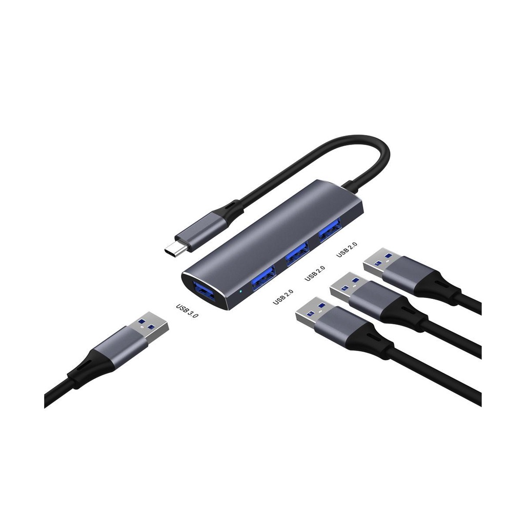 Hub Adaptador Usb Tipo C 4 Portas Usb 3.0 e 2.0 Régua Extensor