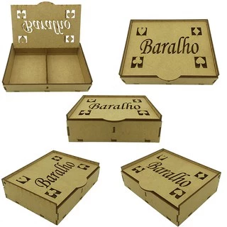 Porta Baralho Porta Carta Estojo em Mdf Para 2 Baralhos