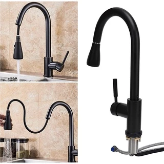 Torneira de Cozinha Flexível Preto Fosco Inox Mesa Bancada Pia 2 Jatos Monocomando 360 Rotação