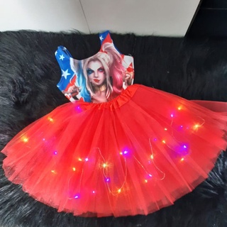 Conjunto de 3 peças GYBER Fantasia Arlequina do Esquadrão Suicida para  crianças, festa de Halloween ou cosplay (infantil-GG) : : Moda