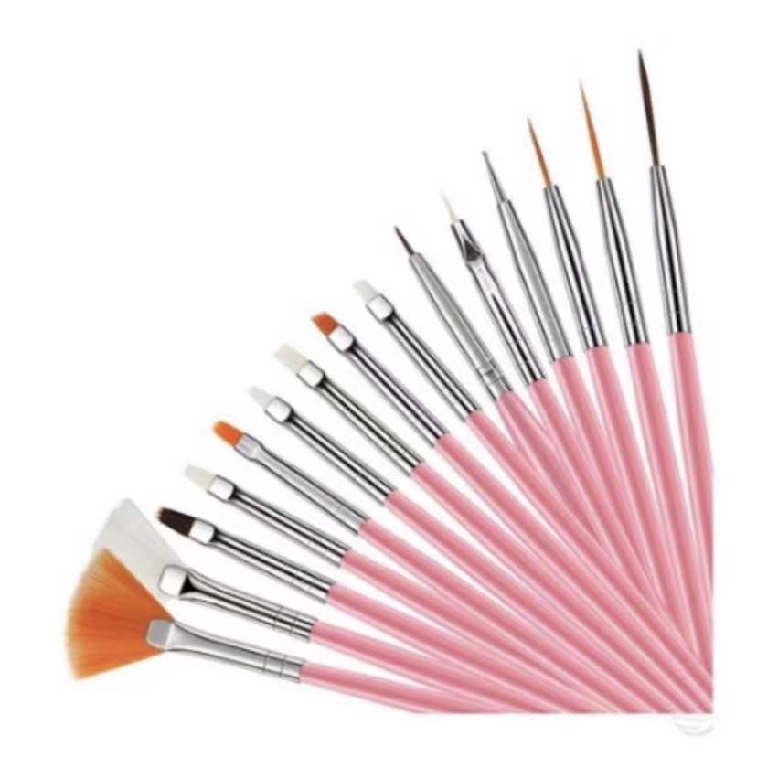 Kit 15 Pincéis Decoração Unhas Nail Art Pincel Profissional PRONTO ENTREGA